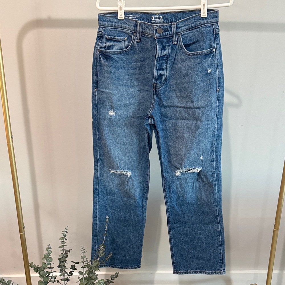 a.n.a Relaxed Fit Distressed Blue Jeans